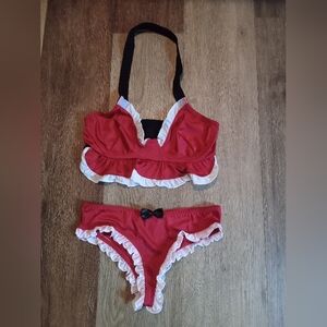 Red and White Ruffled Lingerie Set NWOT